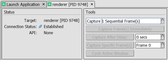 RenderDoc displays API: None